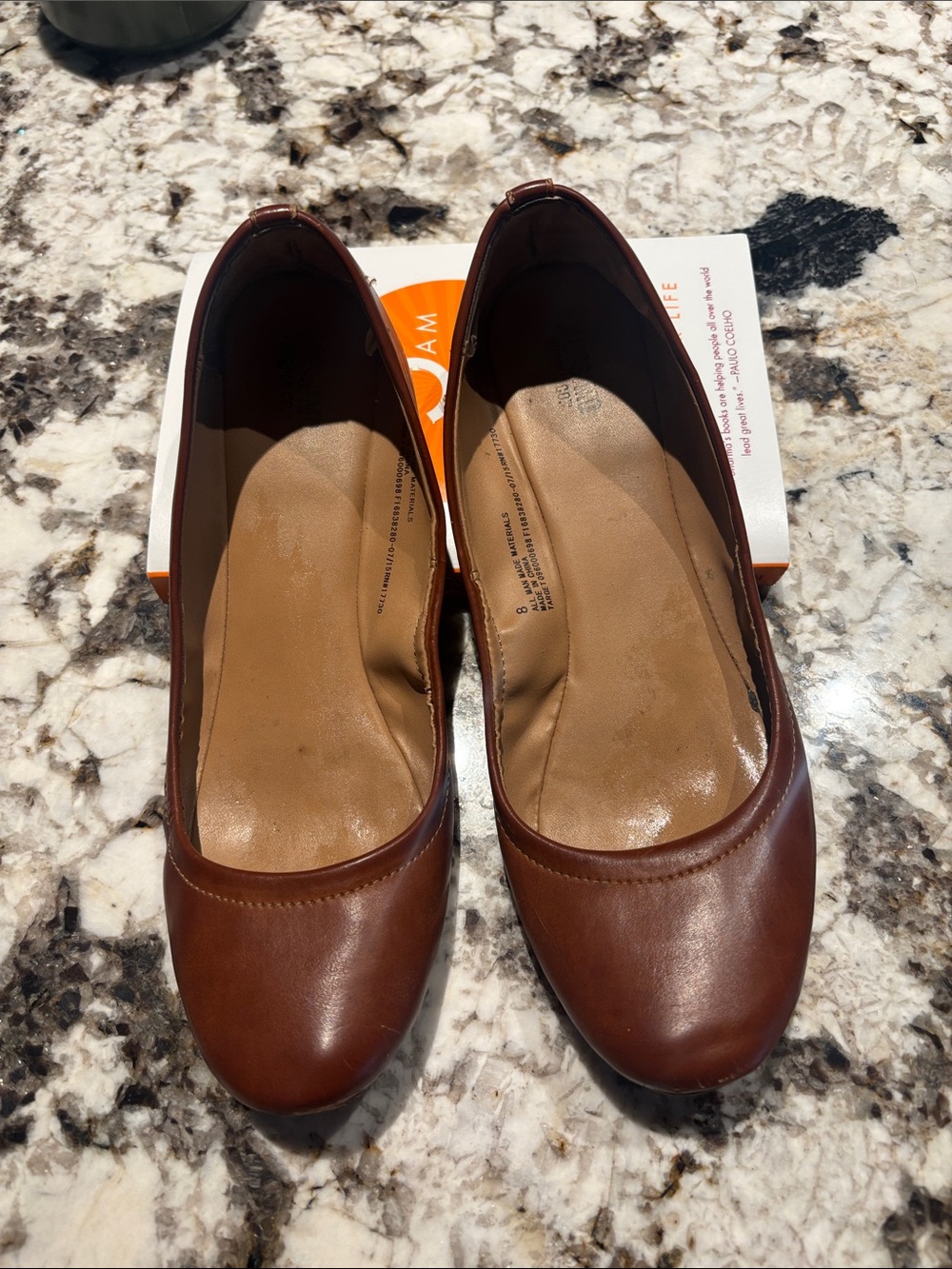 Mossimo Supply Co. Brown Leather Round-Toe Ballet Flats
